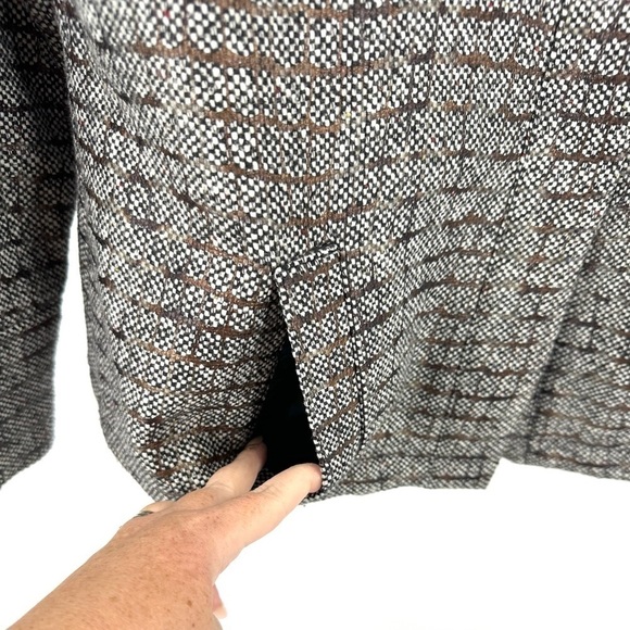 Chicos Sz 2 US 12 Large Jacket Textured Shacket Blazer Brown Wool Blend - Picture 2 of 9